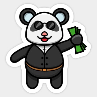 Sticker and Label Of Cute Baby Businessman Panda Sticker